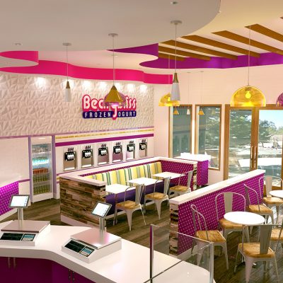 Bearry Bliss frozen yogurt shop interior design and branding