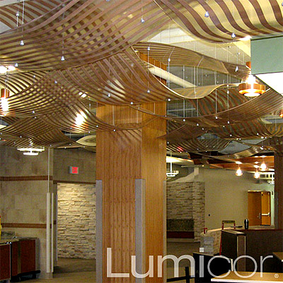 Creative ceiling design with translucent panels