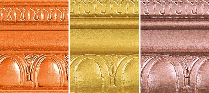 Metallic paints in three different colors