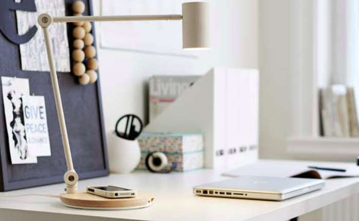 IKEA wireless charger built into desk lamp