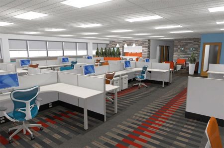 Bright Orange Accents Give Office Interior Design a Confident Look