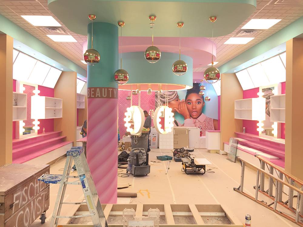 Construction phase of a cosmetics store design