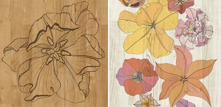 One-color and multi-color wood planks with personality