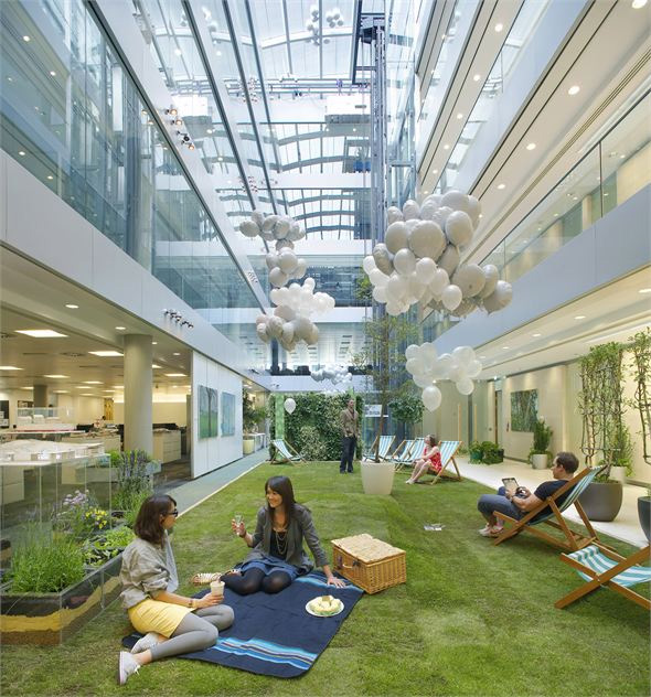Green office floors recreate the look of grass
