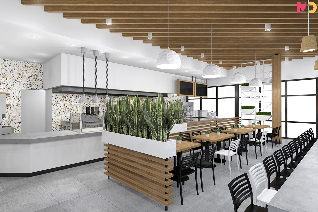 SimSim restaurant design white colors