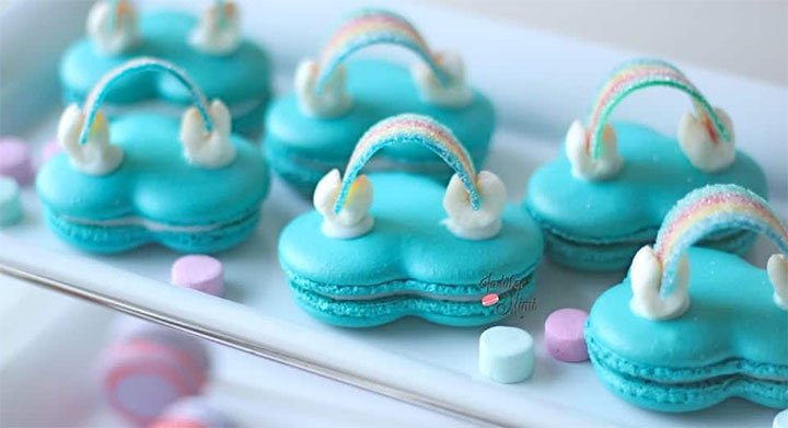 Fun cloud and rainbow-shaped desserts