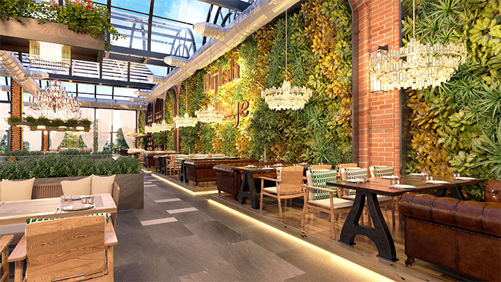 Green wall in restaurant design
