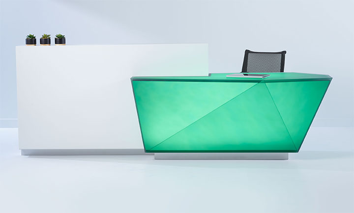 Green backlit semi-transparent counter