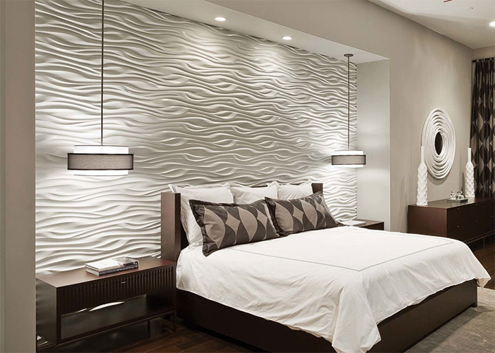 White wavy panels in hotel interior