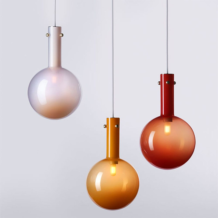 Spherical contemporary lighting fixtures made of tinted glass