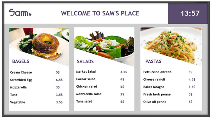 Simple template for digital menu for restaurants