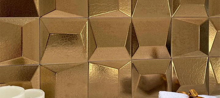 Unusual Scaled Ceramic Wall Tiles with Golden Tones