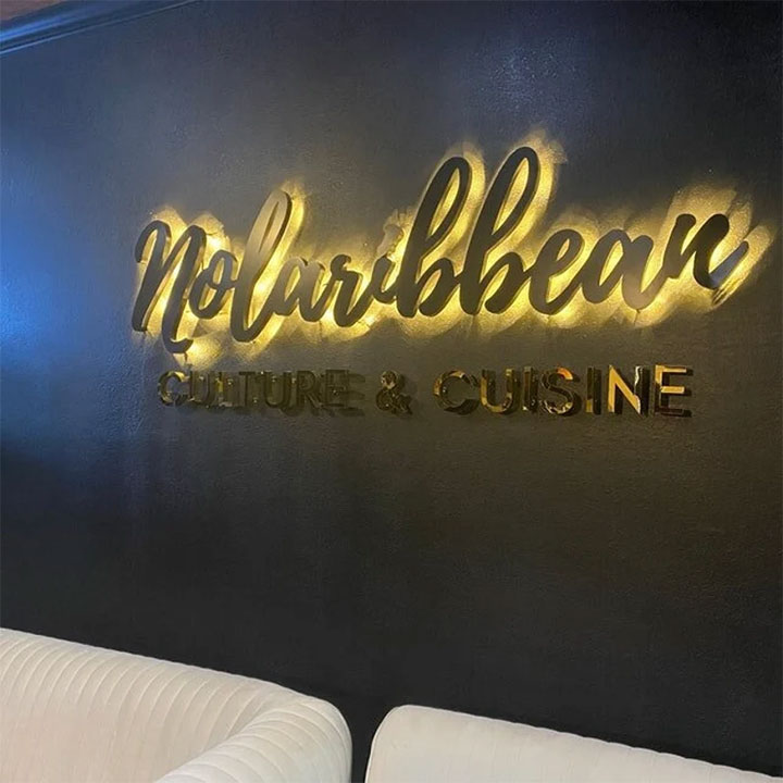 Illuminated Script Signage Restaurant Design 