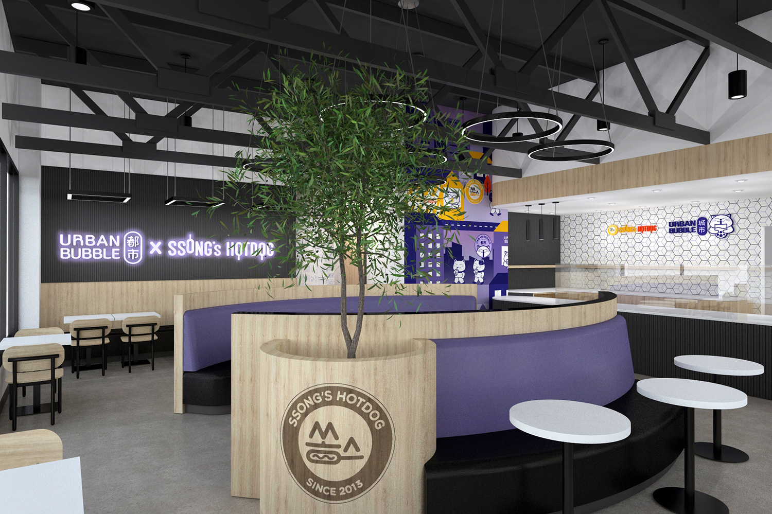 Urban Bubble Boba Tea and Ssong's Hotdogs Franchise Store Interior Design