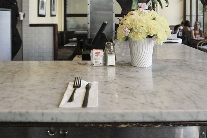 Beautiful countertop in small restaurant