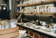 Display shelves in store, made of wood and other eco-friendly design materials