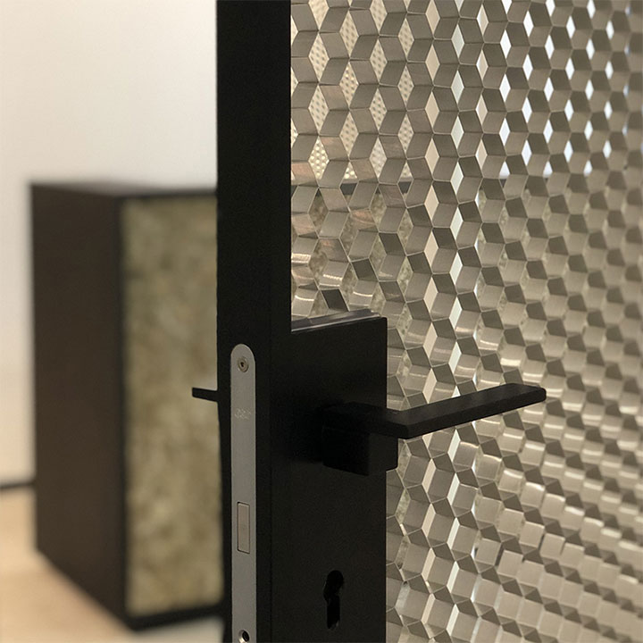Close-up of honeycomb acrylic panel.
