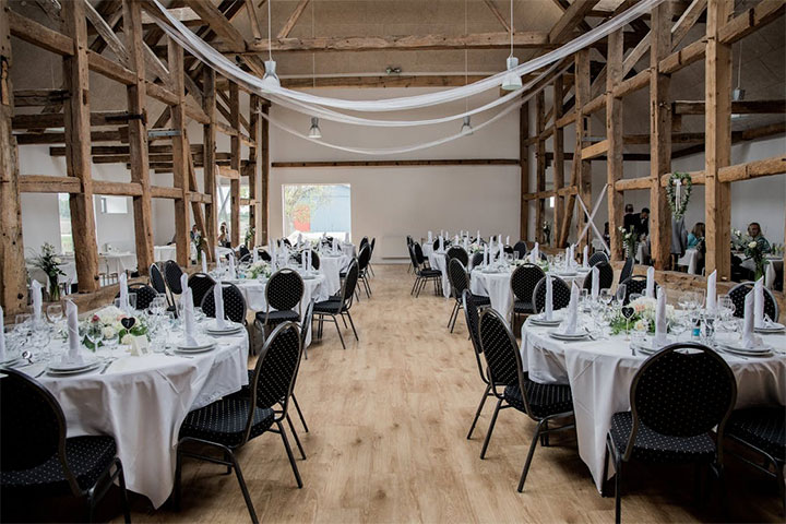 Rustic restaurant with light oak hardwood flooring.