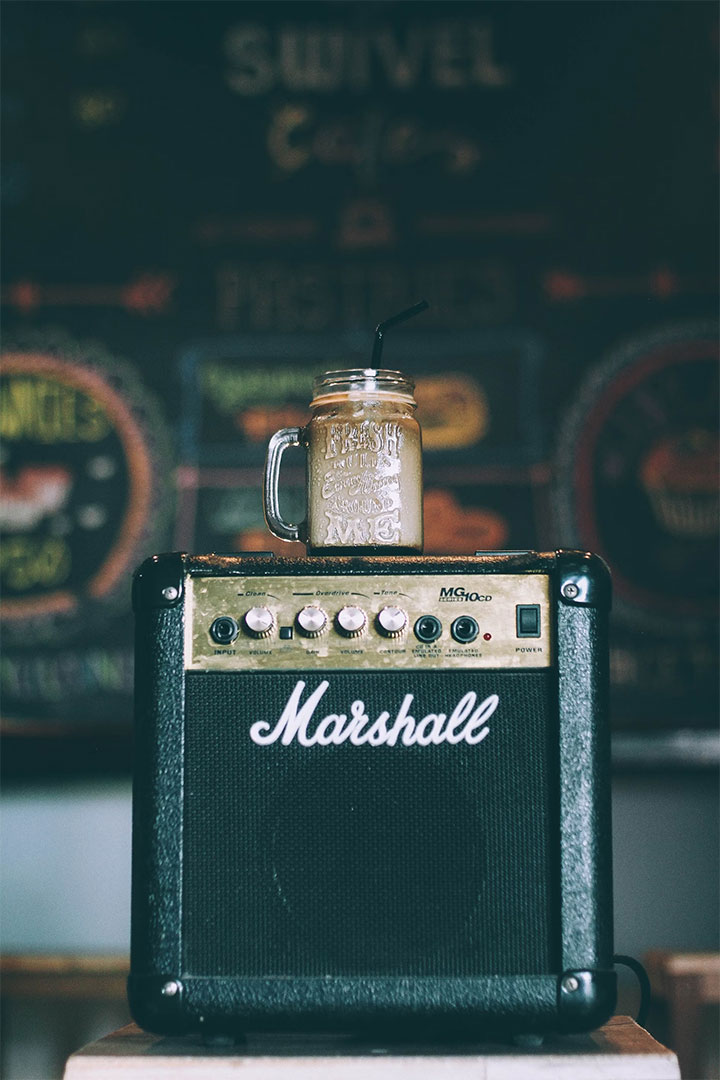 Music in a coffee shop.