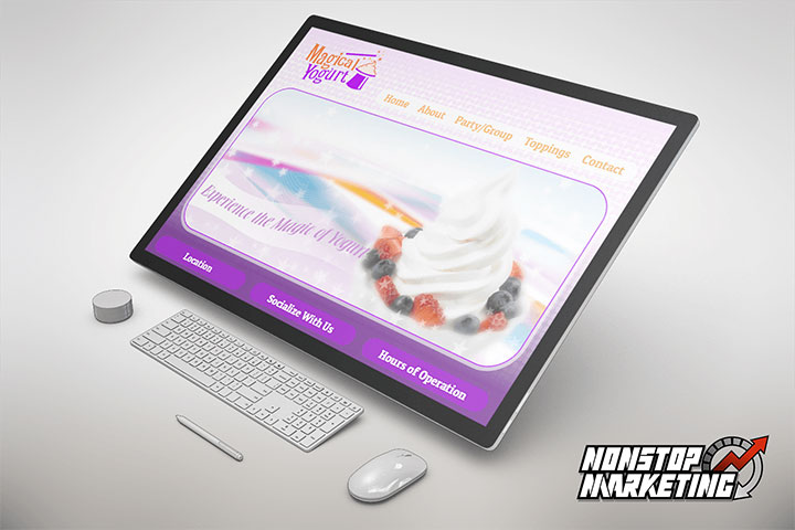 Website design in pastel colors for a dessert shop.