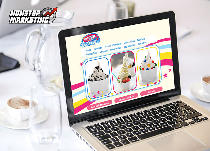 Colorful and playful website redesign for an ice-cream store.