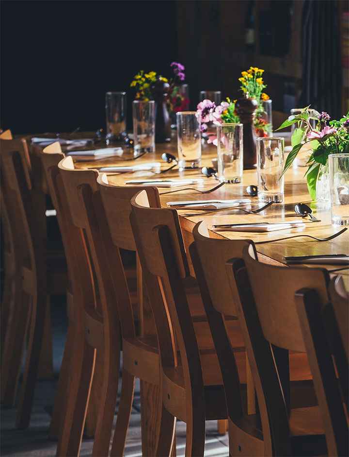 Clean and formal table setting.