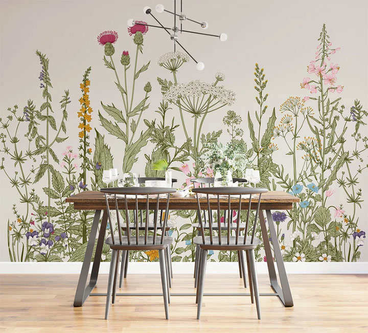 Wallpaper seasonal decor for dessert shop selfie wall or accent wall.