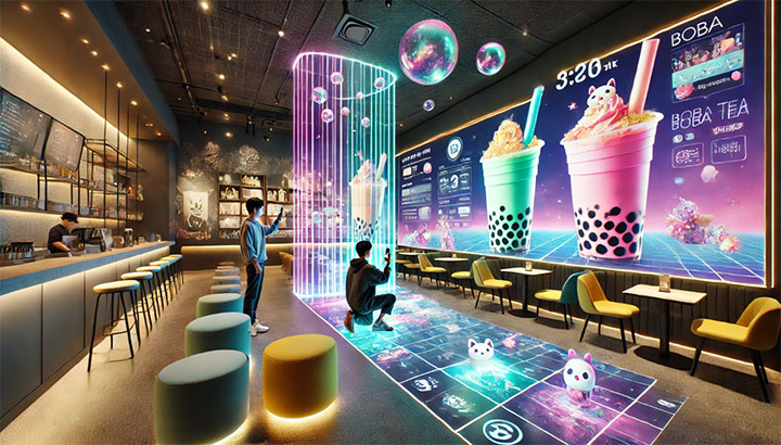 Augmented Reality technology in bubblea tea shop design.