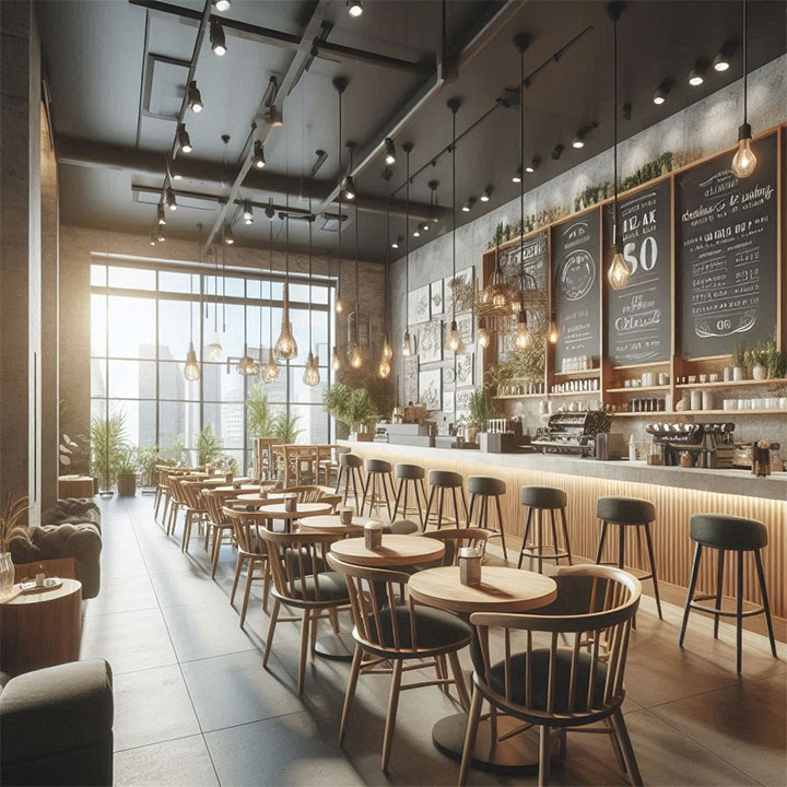 Urban coffee shop design.