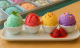 Ice cream sampler with four kinds of flavors.