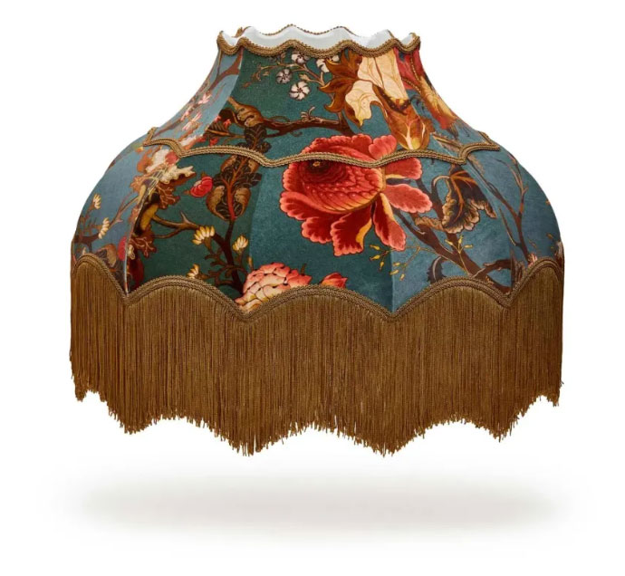 Floral lamp shade in fall colors.
