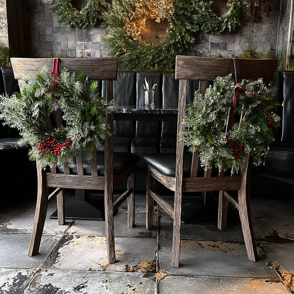 Wreath on a back of chair