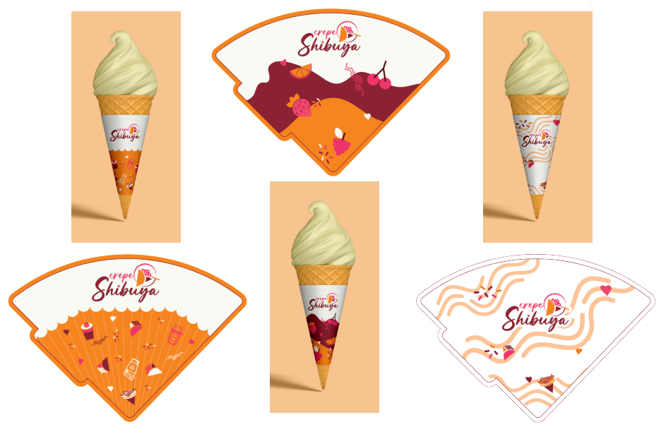 Paper cone sleeves with logo.