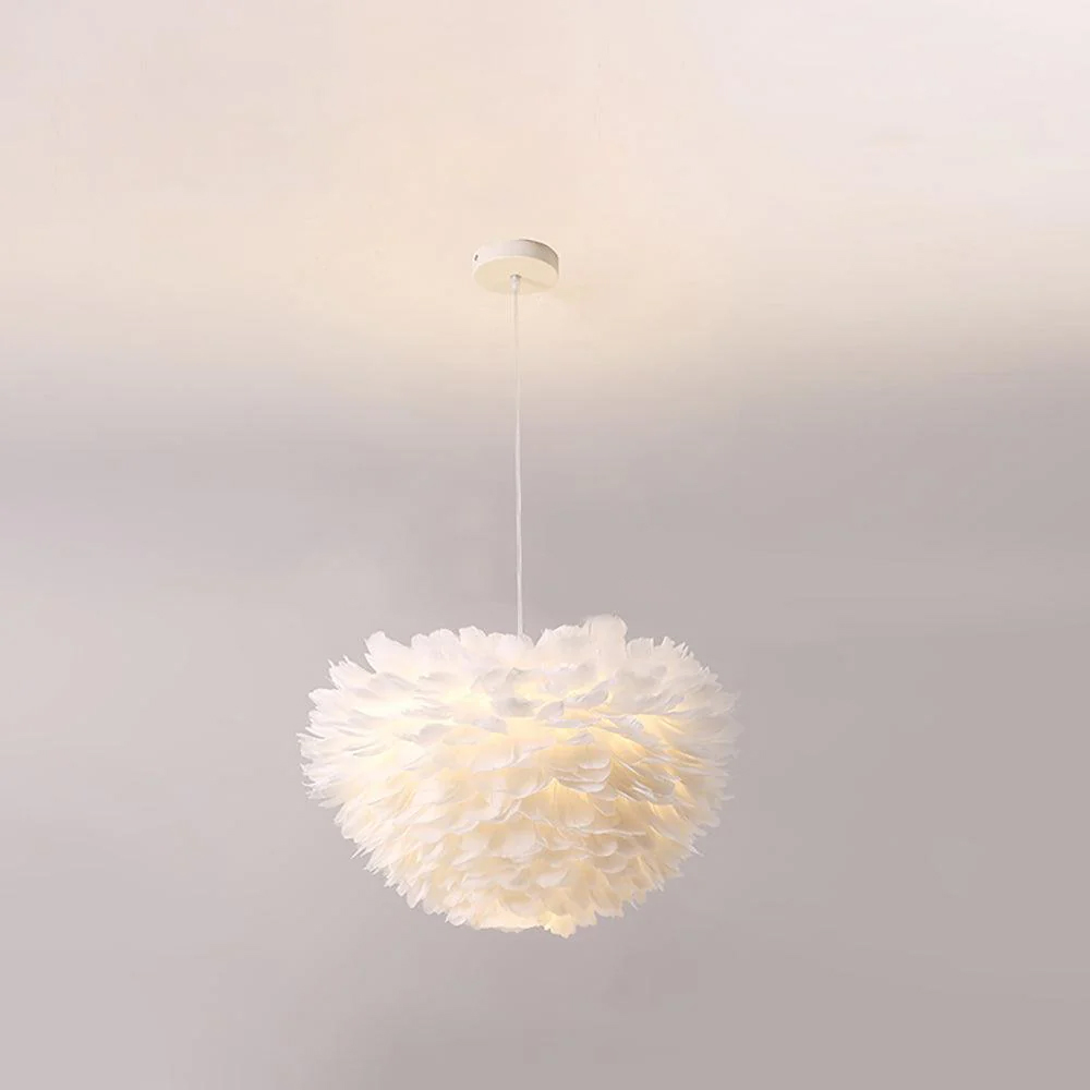 White feather pendant light.
