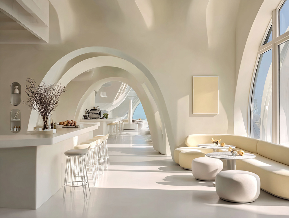 Unique architectural details in bar and lounge design.