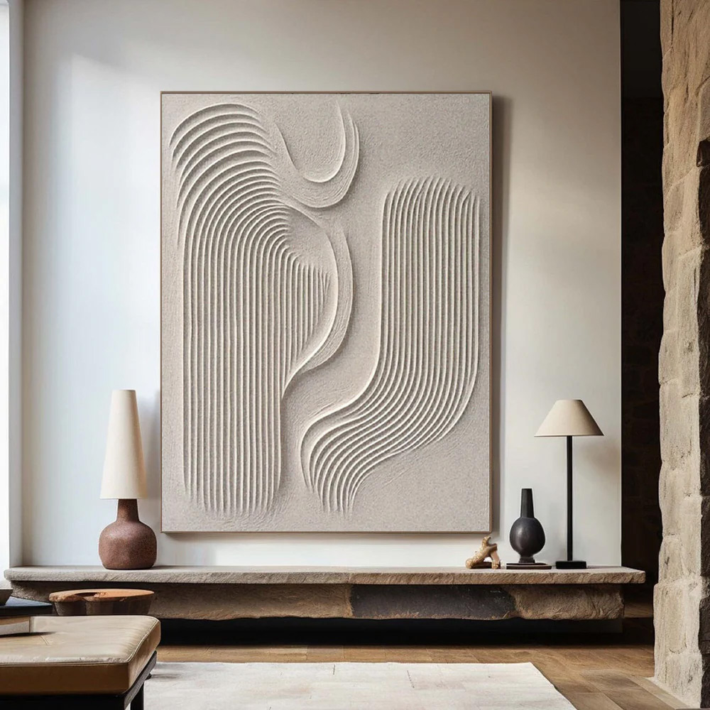 Textured off-white wall art.