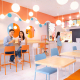 Scalable franchise design in boba tea store.